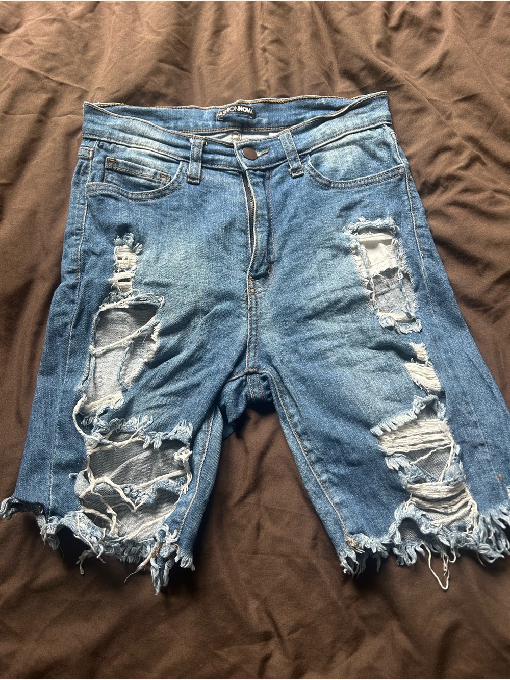Fashion Nova Denim Biker Shorts - Size Medium